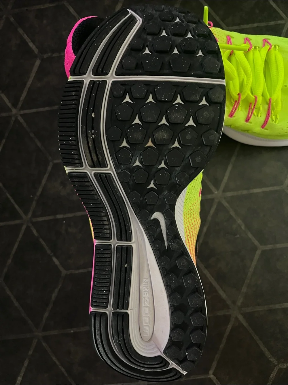 Nike Women's Neon Yellow and Hot Pink Gradient Running Shoes